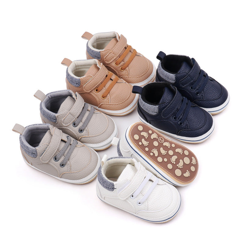 Fashionable Solid-color PU Leather First-walker Shoes For Babies 1