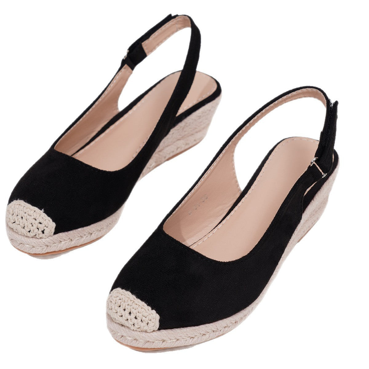 Retro Closed-toe Slingback Wedge Womens Shoes Straw-woven 5