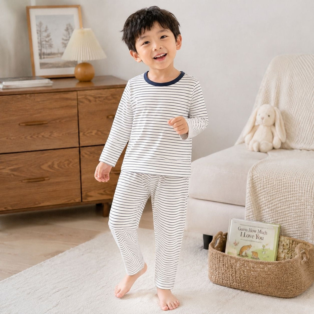 SpringAutumn Boneless Boys And Girls Autumn Top And Pants Set 7A Antibacterial Underwear Set 6