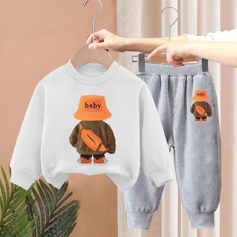 Boys Spring New Children's Autumn Leisure Sports Sweater Medium And Small Two-piece Suit Fashion 14
