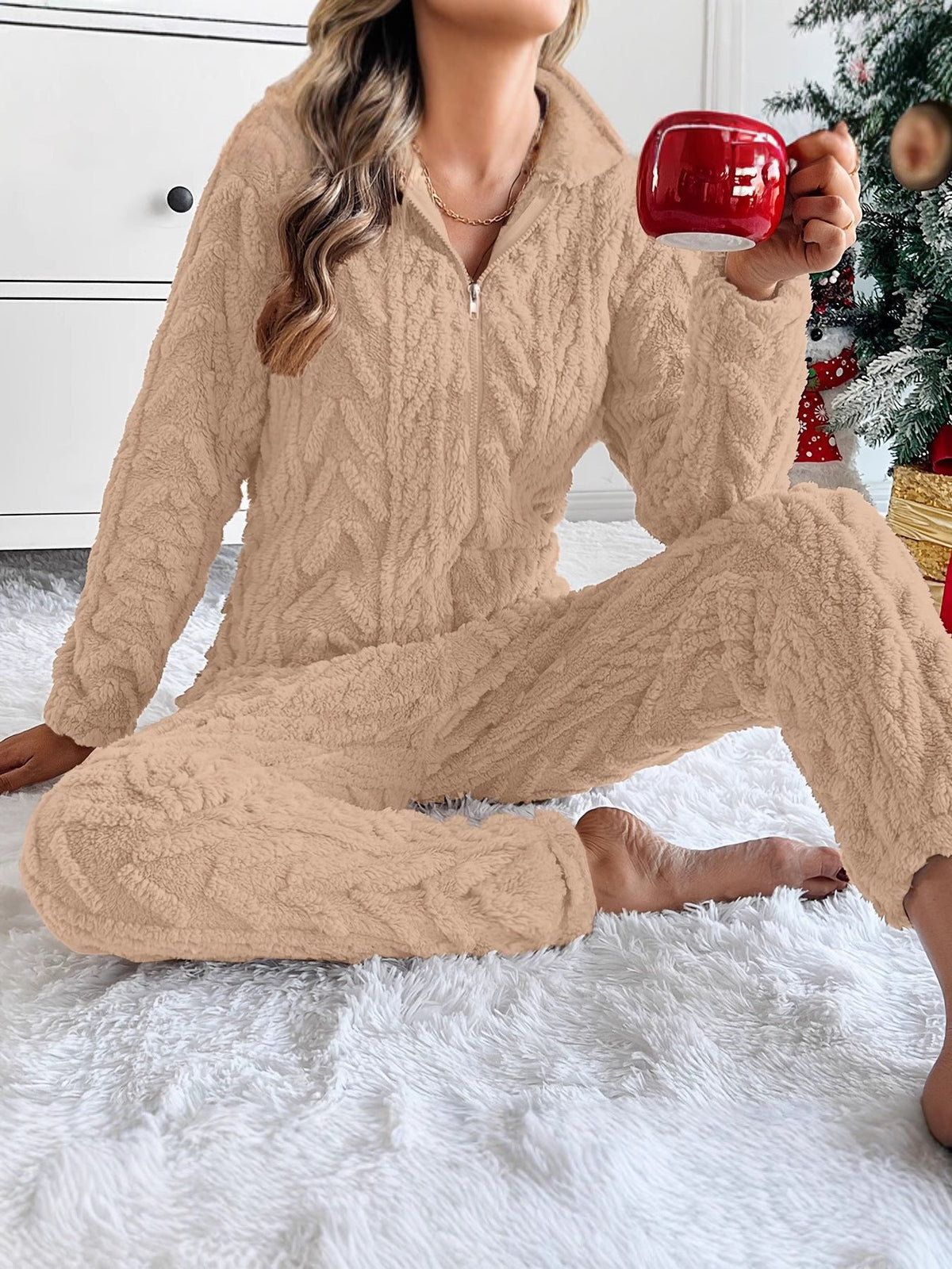 Loose Jacquard Warm Suit Warm Home Clothes 8