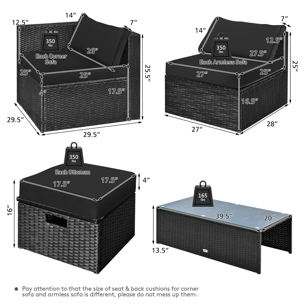 8 Pieces Patio Rattan Storage Table Furniture Set 5