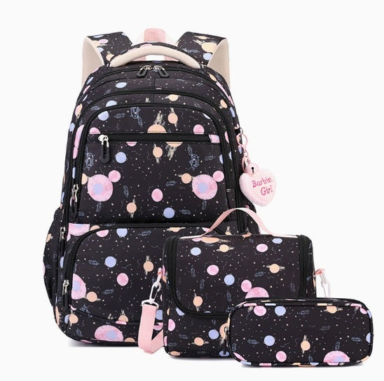 Three-piece Cartoon-print Set Junior High School Backpack Weight-reducing Campus Bag 2