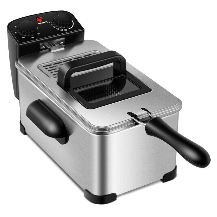 3.2 Quart Electric Stainless Steel Deep Fryer with Timer 1