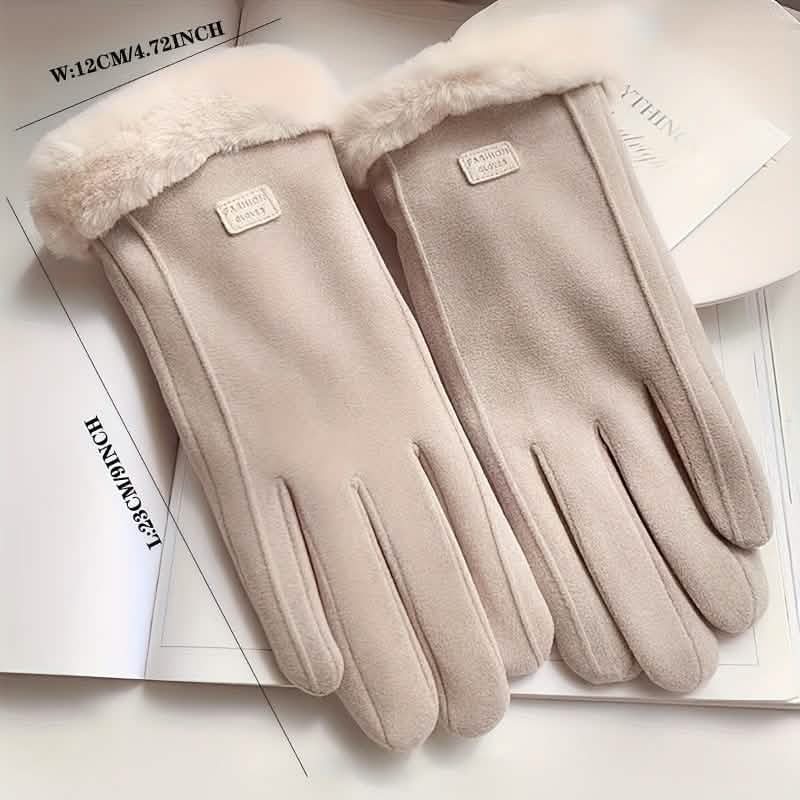 Cashmere Warm Suede Leather Plush Touch Screen Gloves 16