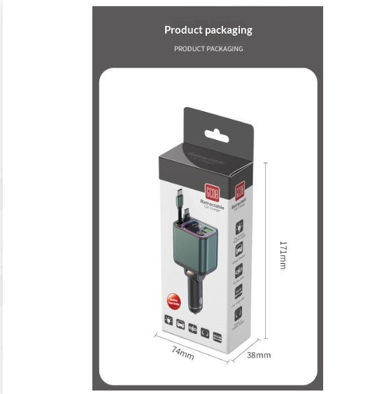 Retractable Cord Automatic Retraction Car In-car Charger Super-fast Charging 5