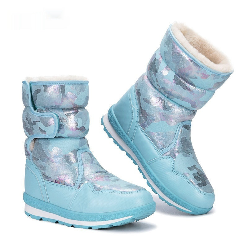 Waterproof And Slip-resistant Winter Mid-top Fleece-lined Thick Children's Winter Shoes 4