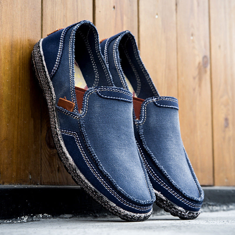 Mens Casual Canvas Loafer Shoes Fashionable Washed Denim 2