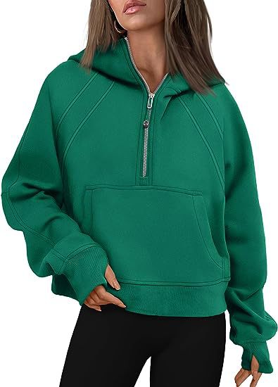 Zipper Hoodies Sweatshirts With Pocket Loose Sport Tops Long Sleeve Pullover Sweaters Winter Fall Outfits Women Clothing 10