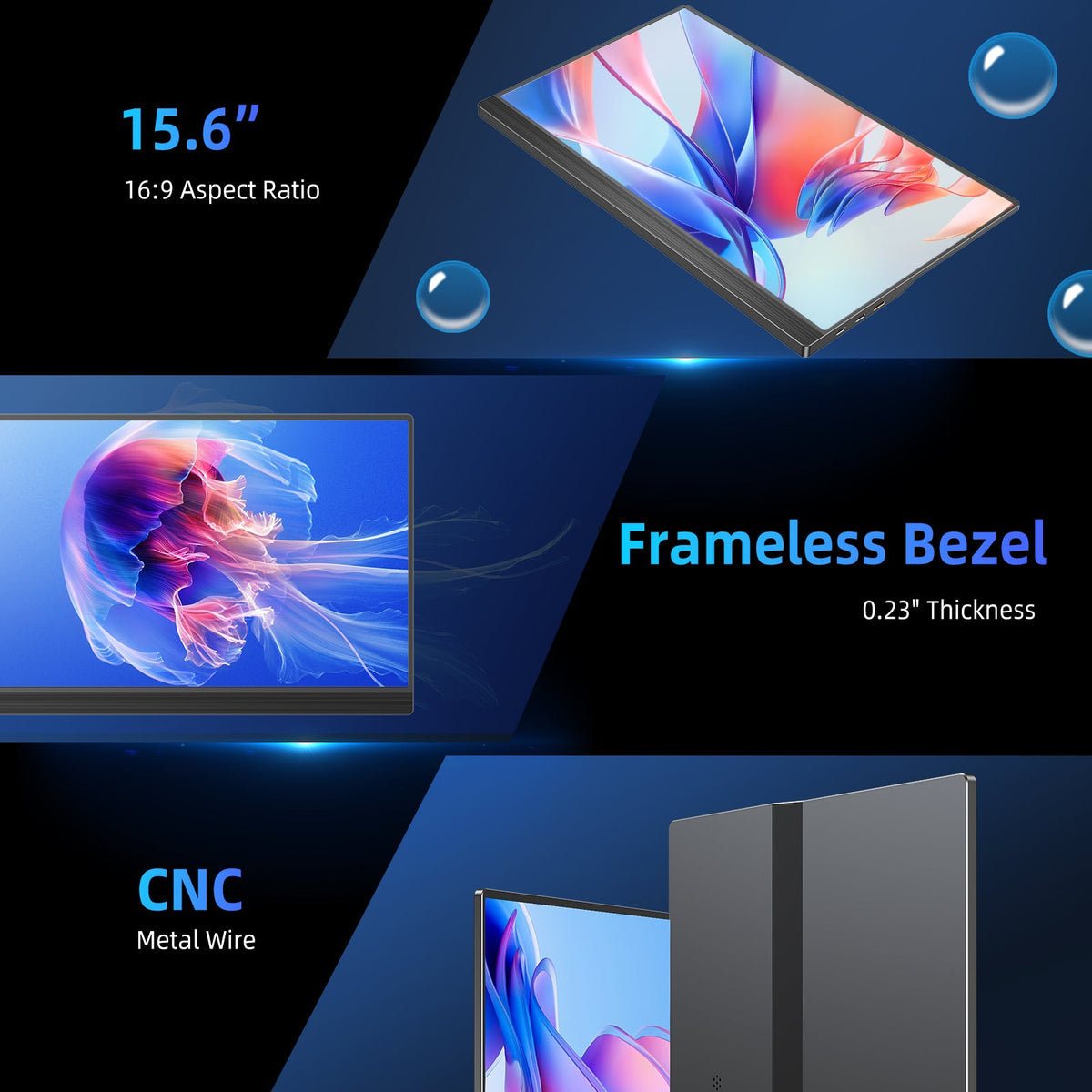 UPERFECT QLED 4K UHD Portable Monitor, 145 Percent SRGB, 500 Nits, 1500 To 1 Contrast, HDR FreeSync, 15.6 Inch Gaming Display, Type C HDMI, VESA And Smart Case. 7