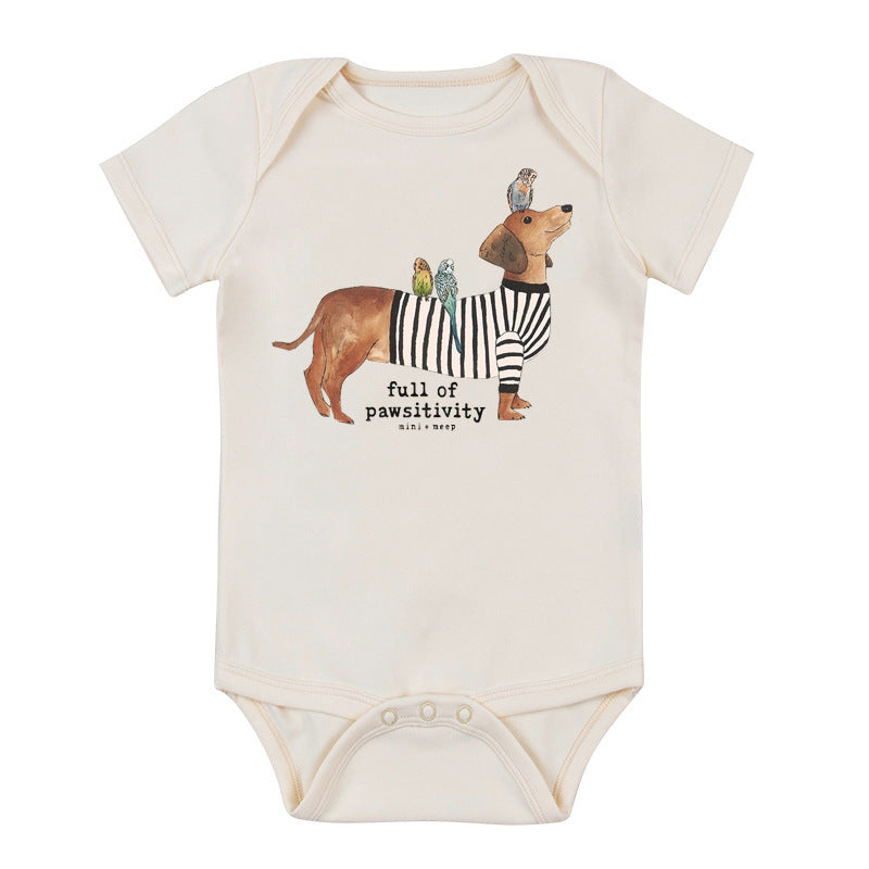 Cute Printed Short Sleeved Romper For Babies 4