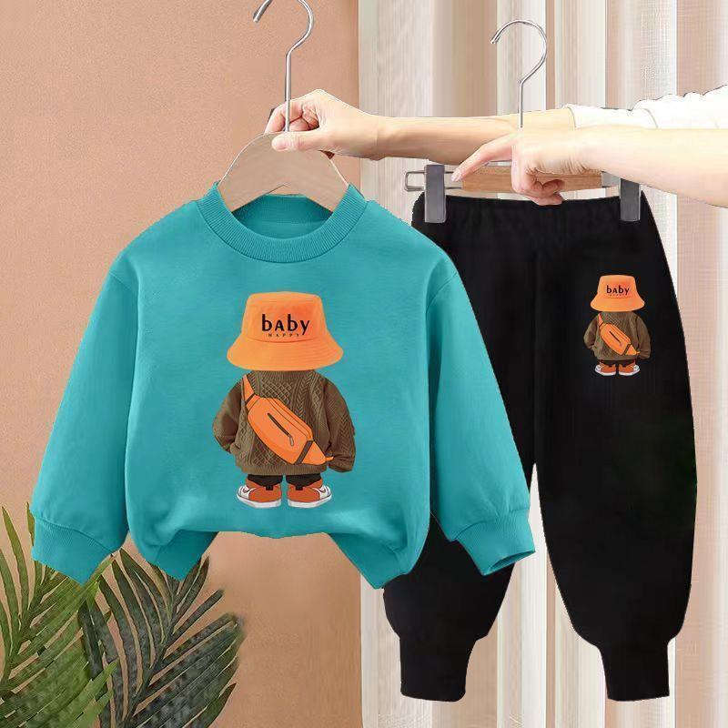 Boys Spring New Children's Autumn Leisure Sports Sweater Medium And Small Two-piece Suit Fashion 3