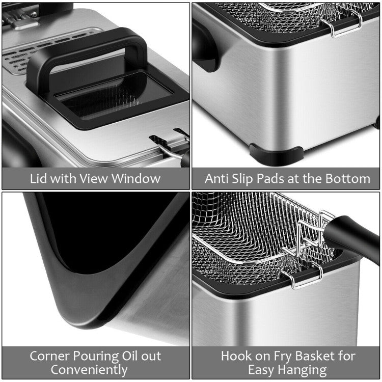 3.2 Quart Electric Stainless Steel Deep Fryer with Timer 7