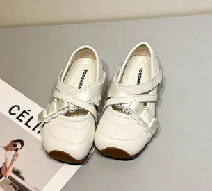 Girls Leather Shoes, Sweet Mary Jane Shoes, French Square Toe Crisscross Strap Princess Shoes, Fashion Versatile Flats For Baby Girls 4
