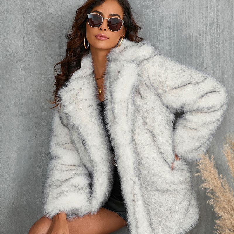 Winter Coat Warm Lapel Long Fluffy Faux Fur Coat Women Loose Long Sleeve Jacket Outerwear Clothing 3