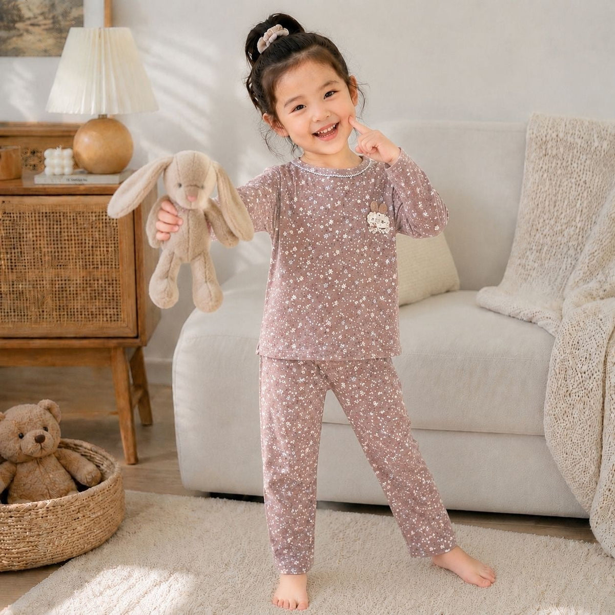 SpringAutumn Boneless Boys And Girls Autumn Top And Pants Set 7A Antibacterial Underwear Set 7