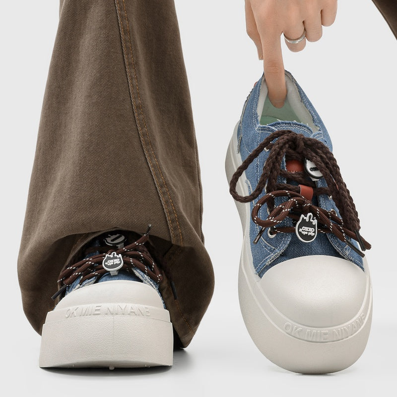 2026 New Spring Couple Canvas Skate Shoes, Toe-cap Height-increasing Casual Sneakers For Students & Men 2
