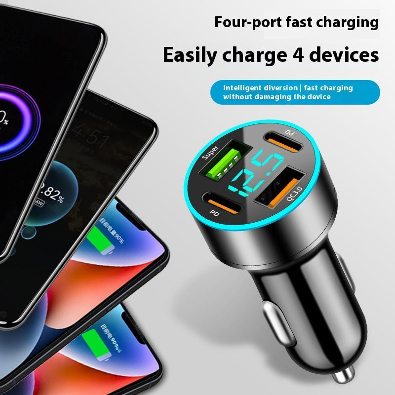 Qc30 Car Charger 66W Super Fast Charge Digital Display Car Charger 3
