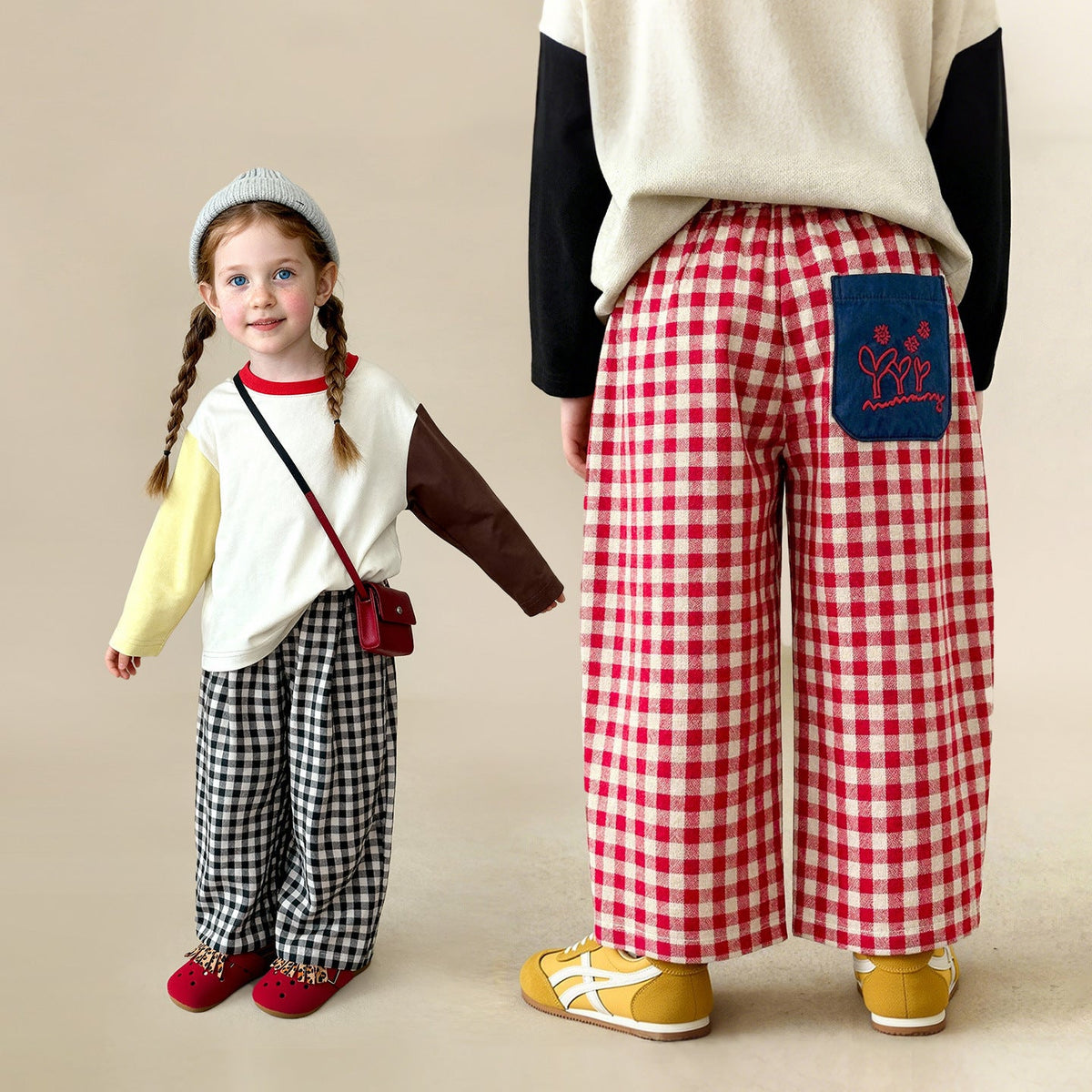 Spring New Arrival Childrens Casual Plaid Pants Fresh And Relaxed Style 2