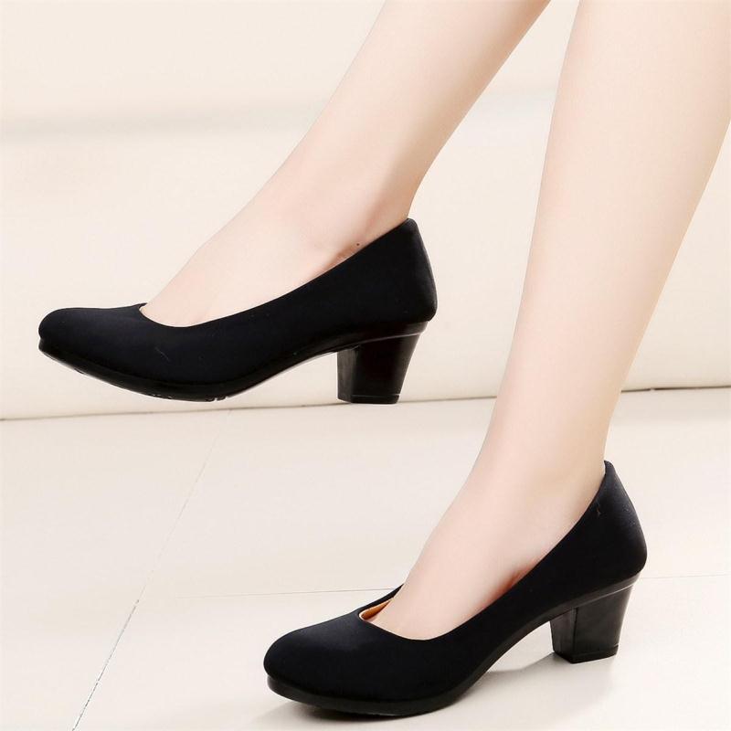 New Spring And Autumn Summer Old Beijing Cloth Shoes Women's Thin Shoes Black Work Shoes High Heels Non-slip Ceremonial Shoes 7