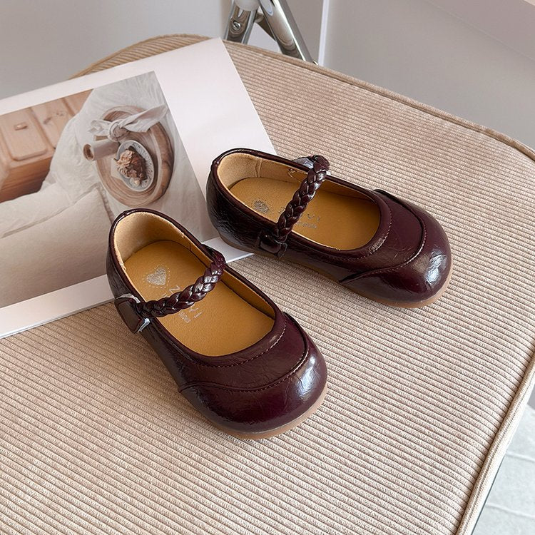 Children's Little Leather Shoes, Girls' Little Fragrant Wind Princess Shoes, Soft Soled Non Slip Single Shoes 4