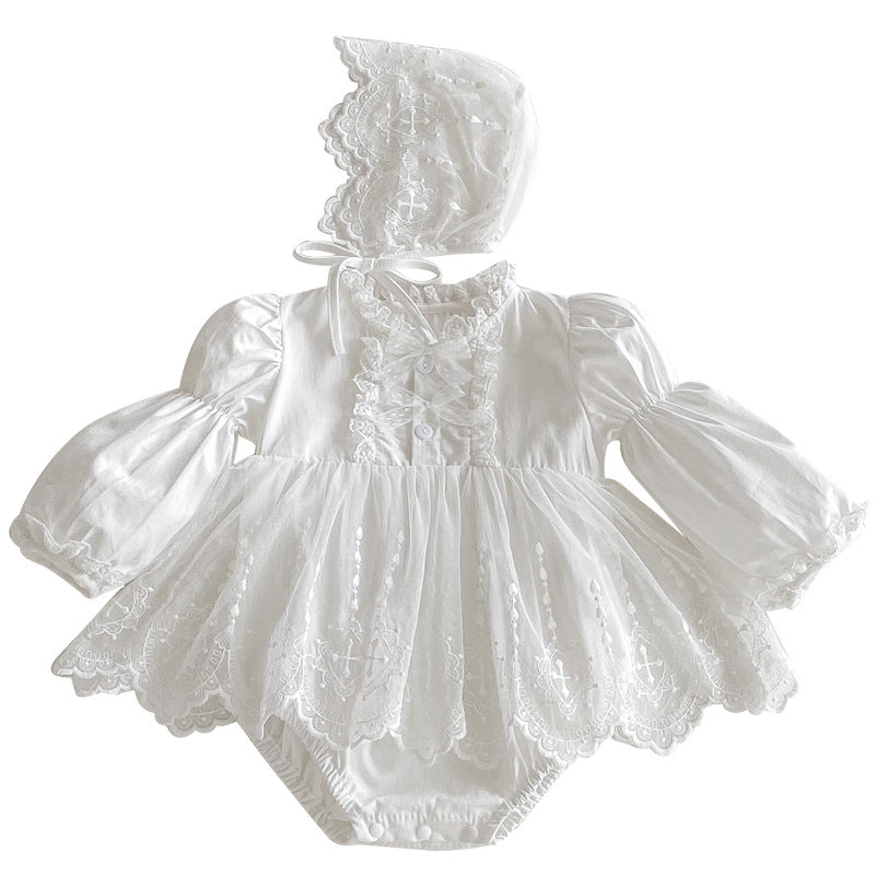 Infant And Toddler Lace Romper Onesie And Triangular-clinched Crawling Suit 5