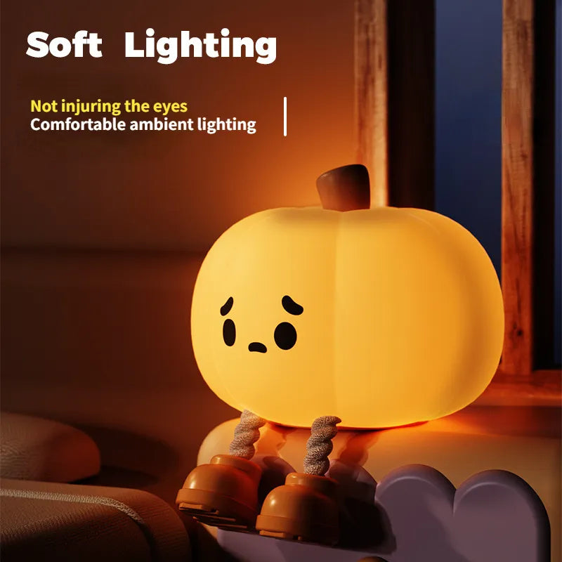 Home Decor Halloween Pumpkin Night Light Cute Soft Silicone Lamp Touch  Dimmable Rechargeable Bedside Decor Light Kids Gifts Halloween Decorations 5