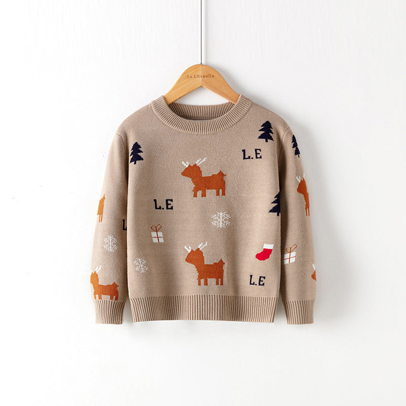 Cotton Double Layer Autumn Winter Christmas Long Sleeved Children's Sweater 19