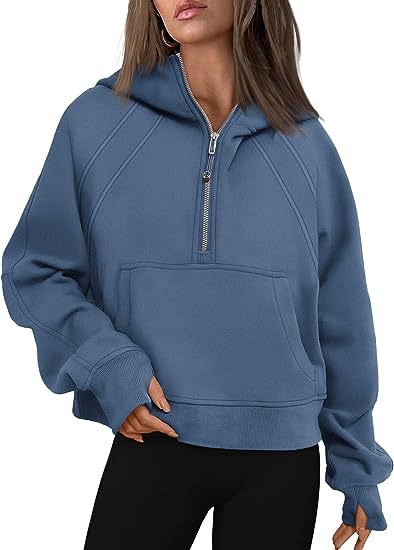 Zipper Hoodies Sweatshirts With Pocket Loose Sport Tops Long Sleeve Pullover Sweaters Winter Fall Outfits Women Clothing 13