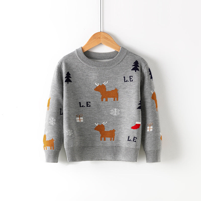 Cotton Double Layer Autumn Winter Christmas Long Sleeved Children's Sweater 18