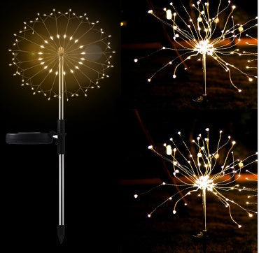 New Ground Plug Solar Fireworks Light LED Light String Copper Wire Outdoor Garden Decoration Star Lights Christmas Lights 38