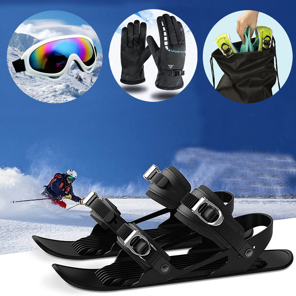 Mini Ski Skates Portable Short Skiboard Adjustable Skates Shoes For Snow 14