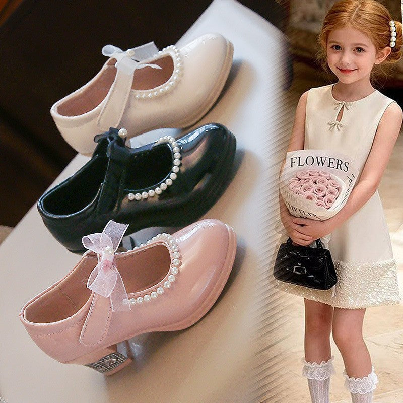 2026 Summer New Girls Block Heel Princess Shoes, Stylish Kids Loafers, Versatile Leather Dress Shoes For Little Girls 1