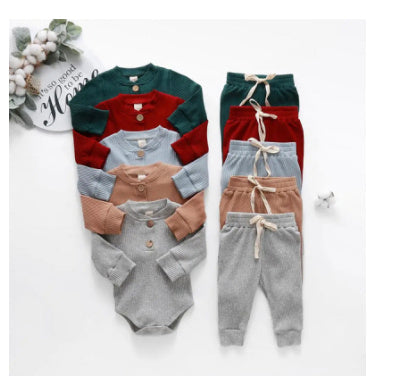 Infant Newborn Baby Girls Boys Spring Autumn Ribbed Solid 8