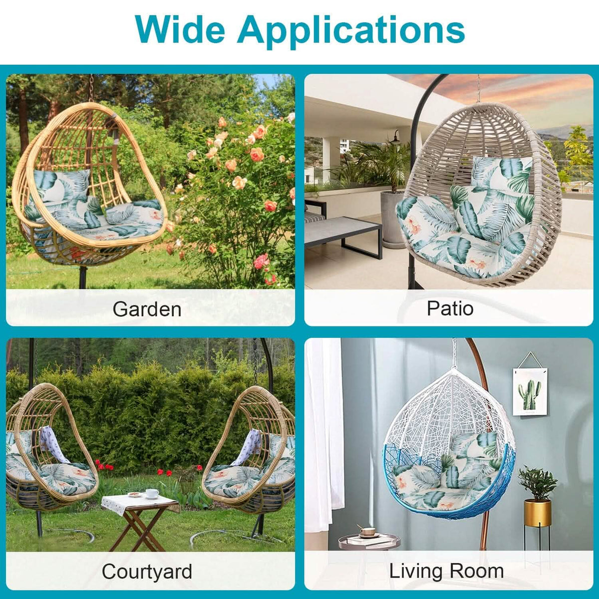 Egg Chair Hanging Basket Seat Soft Cushion with Headrest 15