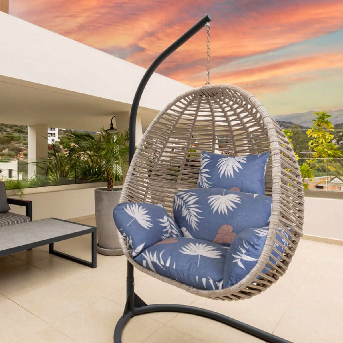 Egg Chair Hanging Basket Seat Soft Cushion with Headrest 16