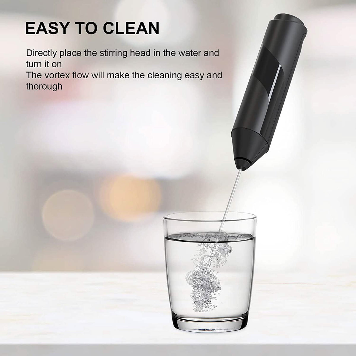 Electric Milk Frother Handheld with Stainless Steel Stand 5