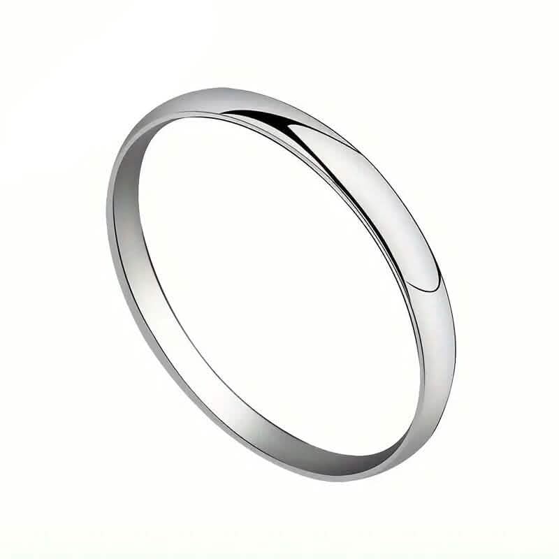 Silver Tone Classic Domed Wedding Band Ring 2