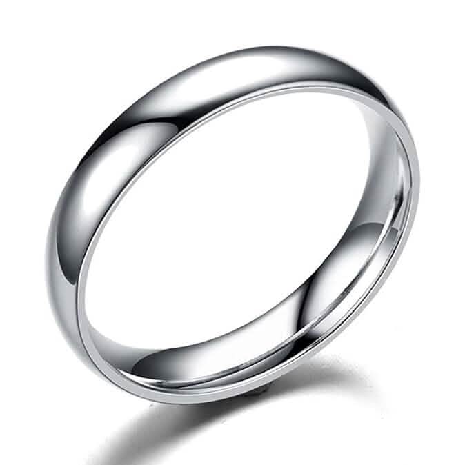 Silver Tone Classic Domed Wedding Band Ring 3