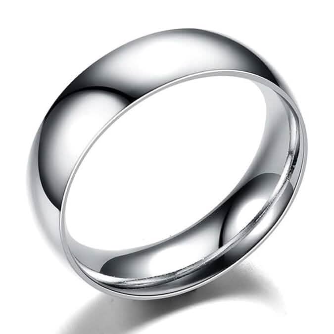 Silver Tone Classic Domed Wedding Band Ring 4