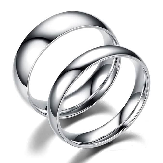 Silver Tone Classic Domed Wedding Band Ring 1