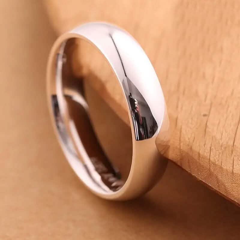 Silver Tone Classic Domed Wedding Band Ring 5