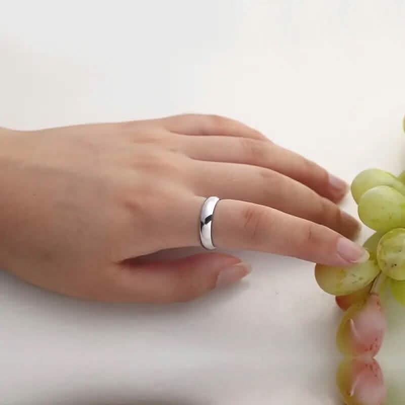 Silver Tone Classic Domed Wedding Band Ring 7