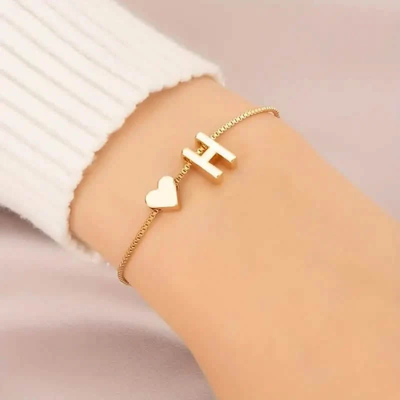 Elegant Love Heart Charm Bracelet - Delicate Minimalist Link Chain 10