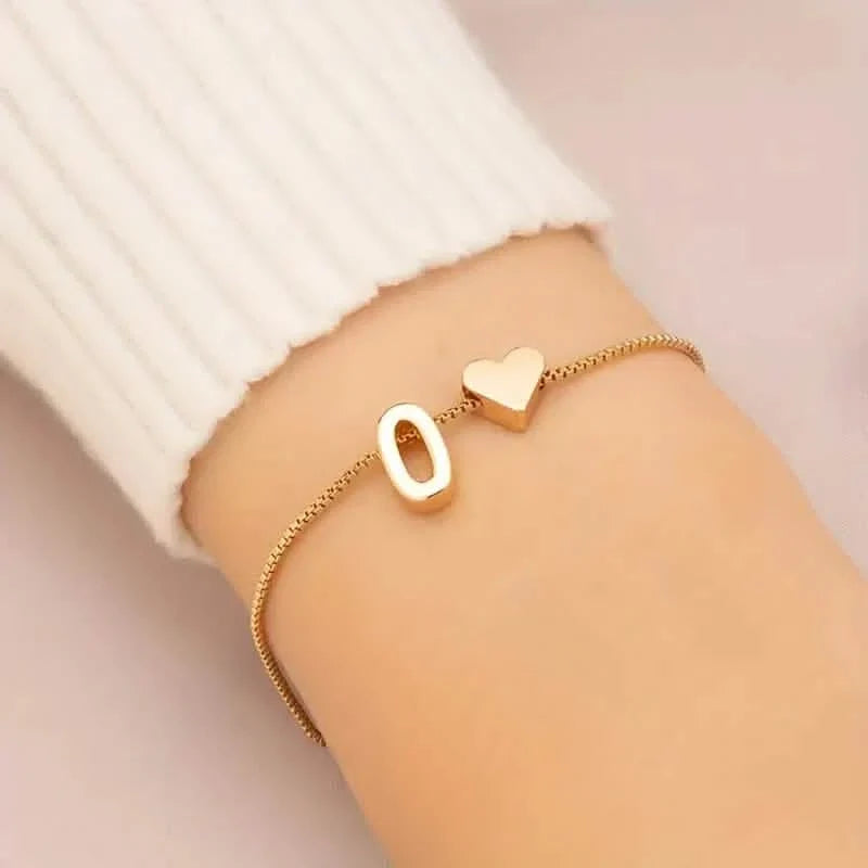 Elegant Love Heart Charm Bracelet - Delicate Minimalist Link Chain 17