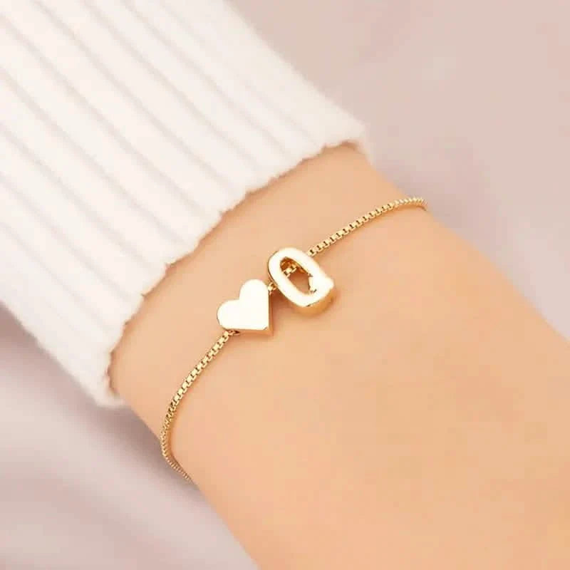 Elegant Love Heart Charm Bracelet - Delicate Minimalist Link Chain 19