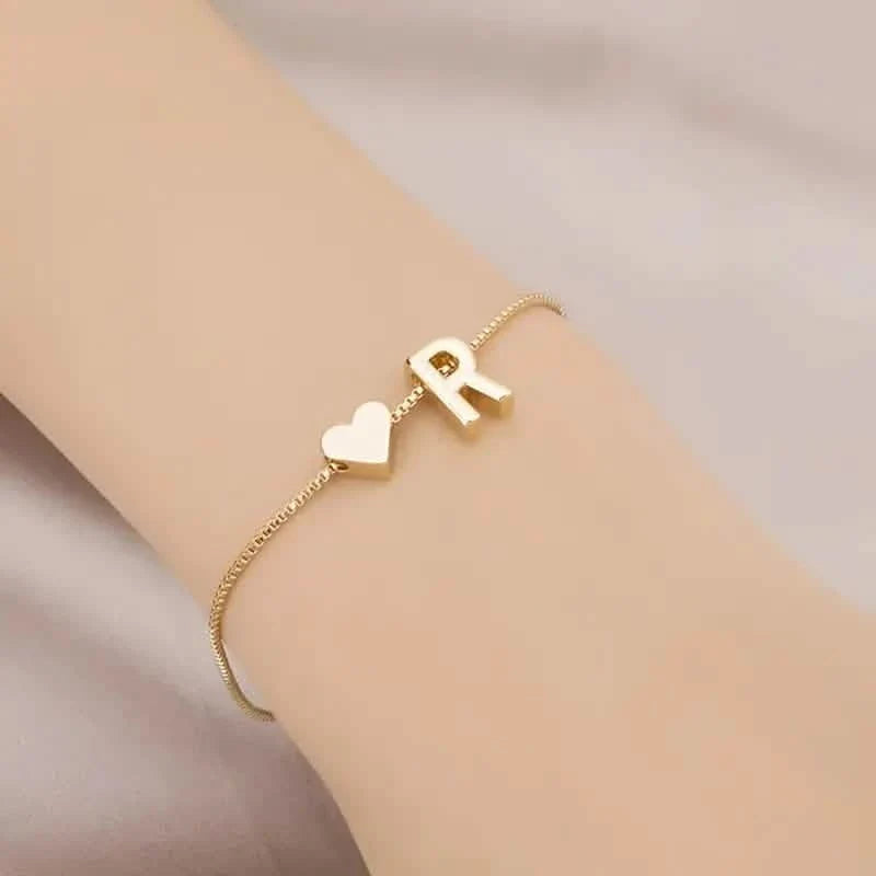Elegant Love Heart Charm Bracelet - Delicate Minimalist Link Chain 20