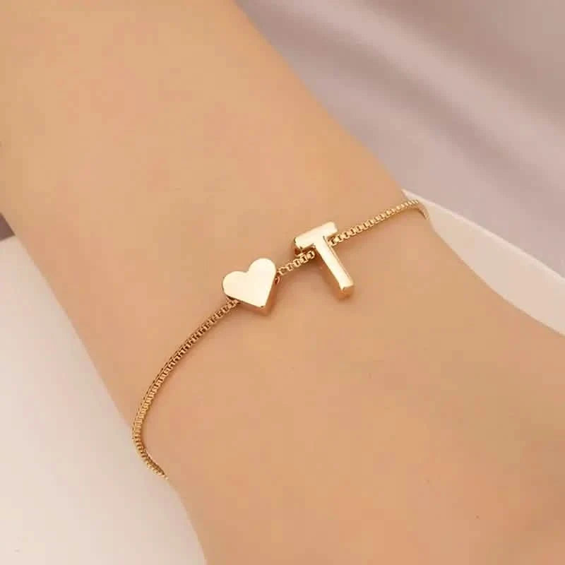 Elegant Love Heart Charm Bracelet - Delicate Minimalist Link Chain 22