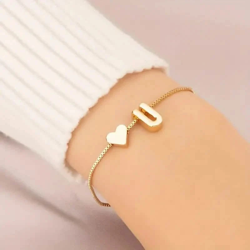 Elegant Love Heart Charm Bracelet - Delicate Minimalist Link Chain 23