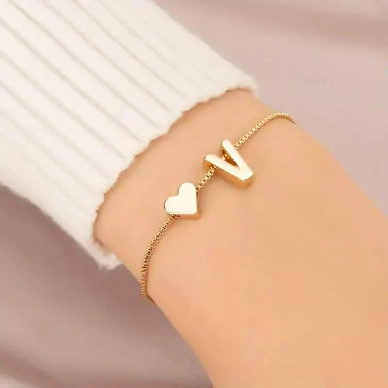 Elegant Love Heart Charm Bracelet - Delicate Minimalist Link Chain 24